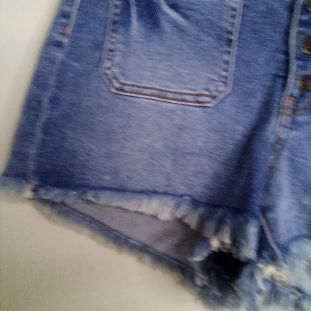 Harper Heritage Shorts Women 27 Button Fly Raw Hem Denim Blue